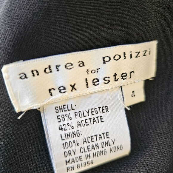 Andrea Polizzi Rex Lester 90s Black Crepe Open Back Sheath Dress Sz 8 Slvles LBD - Picture 5 of 8